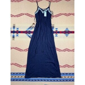 Papaya Womens Maxi Dress S NEW Blue Tassle Sleeveless Boho Spring Summer Wear